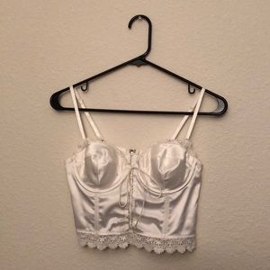 white bustier top